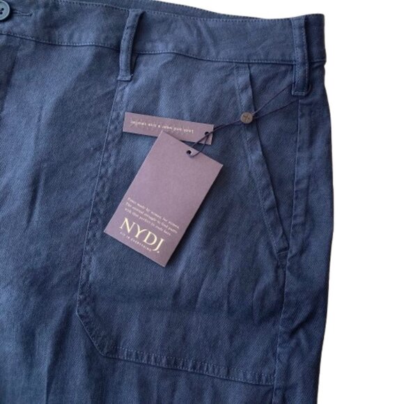NYDJ Wide Leg Cargo Capri Pants Linen Blend Plus 18W Oxford Navy NWT - Picture 4 of 11